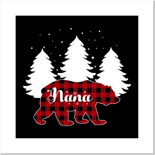 Buffalo Red Plaid Nana Bear Matching Family Christmas Wall Art by Kagina